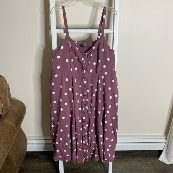 Torrid Walnut polka dot challis midi dress. Size 2. - Picture 1 of 14